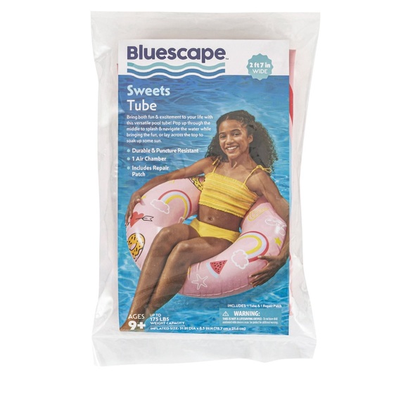 Pink Sweets Inflatable Swim Tube Pool Float, For Kids + Adults up to 175lbs - Picture 3 of 3